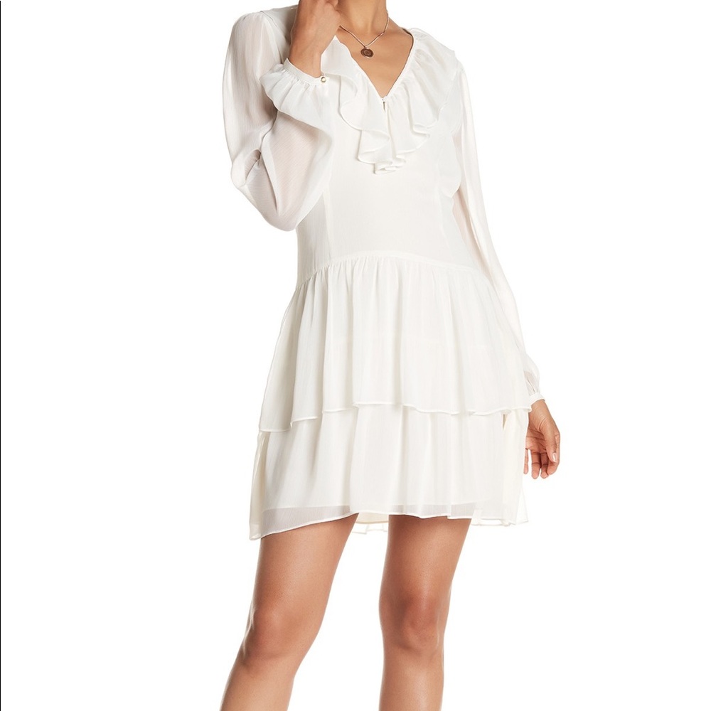 Long Sleeve Ruffle Tiered Dress - Marchesa